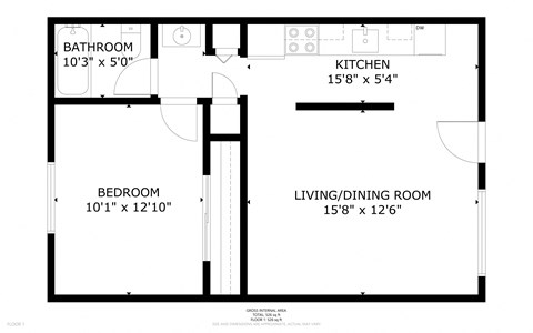 Creekside Apartments 1x1 A 2D Floor Plans